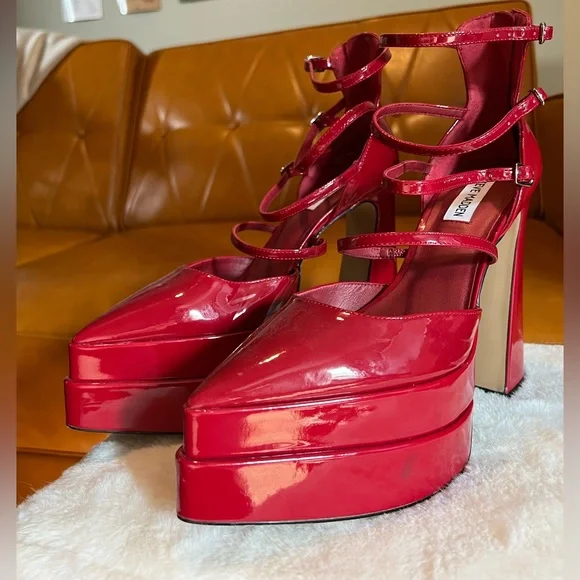 Steve madden パントレット リビール ALLURE Red Patent Open Toe Stiletto Women's Heel – Steve Madden